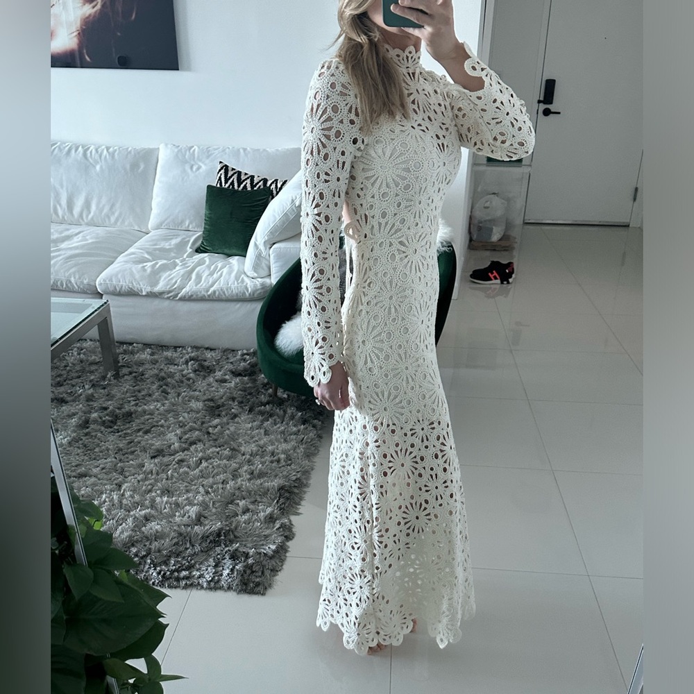 Maje Rozim Dress Crochet Maxi Dress Mini Depop - Picture 8 of 12